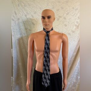 Umo Lorenzo Italy Gray and Black French Horn Tie (Good Condition)